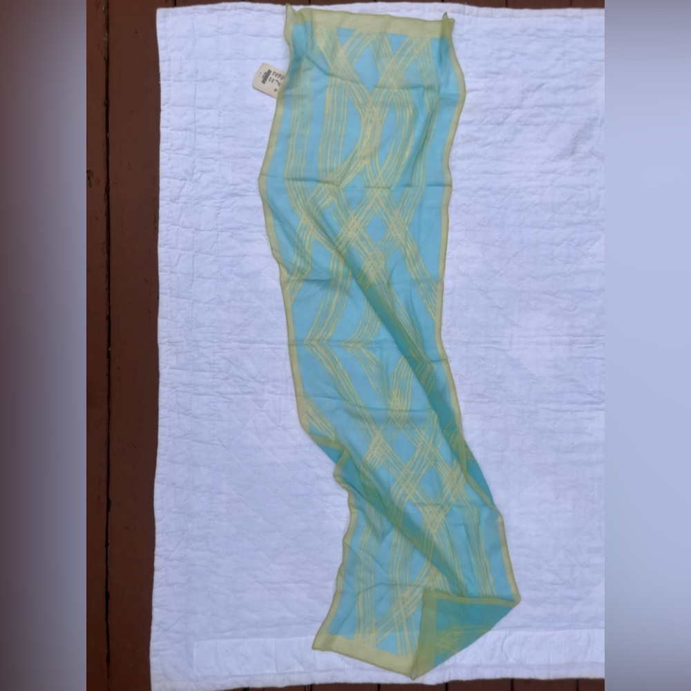 Light Blue & Yellow Geometric Sheer Scarf